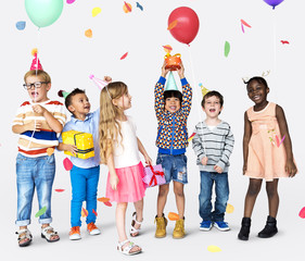 Group of kids celebrate birthday party together