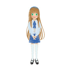 cute anime or manga school girl with light brown hair and green eyes  icon image vector illustration design 