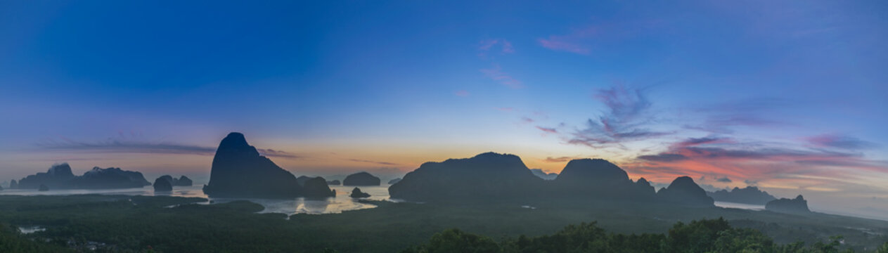 Panorama of Samed Nangshe viewpoint in thailend sunrise time Realllllllll