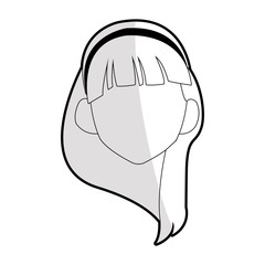 faceless young woman with long straight hair with fringe icon image vector illustration design 