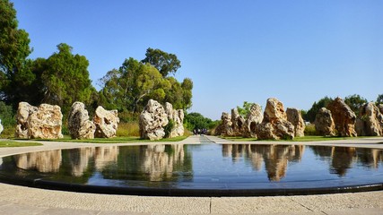 Fototapeta premium Beautiful park with flat fontain.