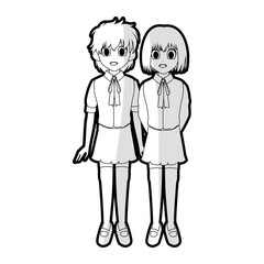 Fototapeta na wymiar cute young school girls anime or manga icon image vector illustration design 