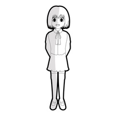 cute young girl with short straight hair wearing school uniform anime or manga icon image vector illustration design 