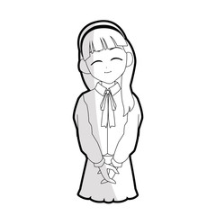 cute young girl with long straight hair anime or manga icon image vector illustration design 