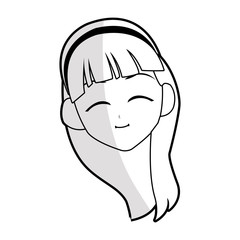 cute young girl with long straight hair anime or manga icon image vector illustration design 