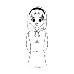 cute young girl with short straight hair wearing school uniform anime or manga icon image vector illustration design 