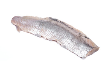 Matjes herring fillet isolated on white background