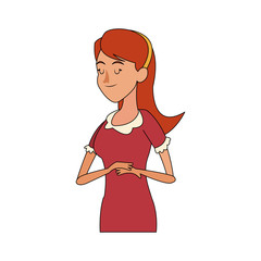 happy woman with closed eyes and long red hair  icon image vector illustration design 