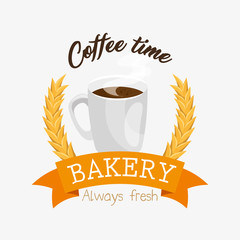 coffe time bakery label vector illustration design