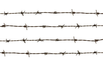 Old barbed wire isolated on white background