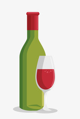 wine bottle and cup vector illustration design