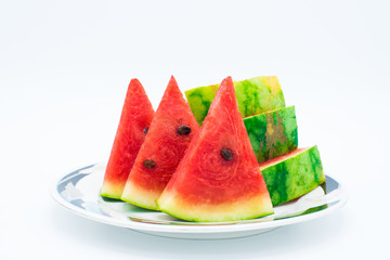 Sliced watermelon on white background