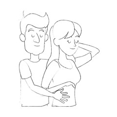 woman man couple hugging icon image vector illustration design 