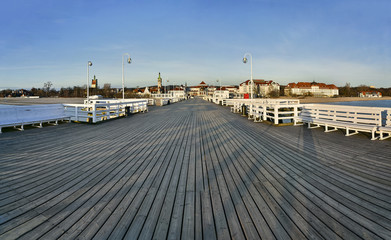 Fototapeta premium Longest wooden pier in Europe, Sopot, Poland - panorama 