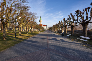 Fototapeta na wymiar Sopot, Poland - 25 march 2017: square in the town of Sopot, Poland. - panorama 