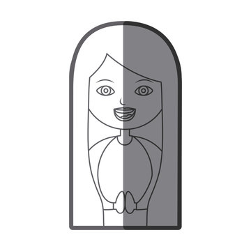monochrome silhouette figure virgin maria cartoon vector illustration