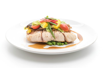snapper fish steak with vagetable
