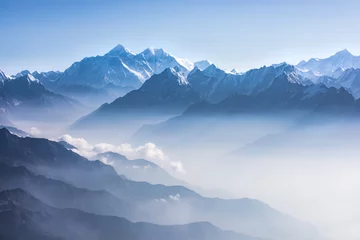 Deurstickers Mount Everest Daglicht uitzicht op de Mount Everest.