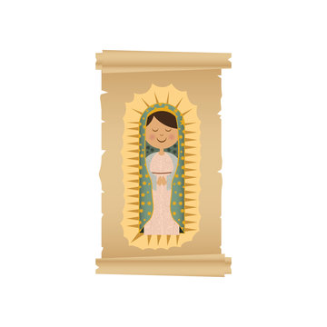 background with canvas of virgin of guadalupe vector illustration