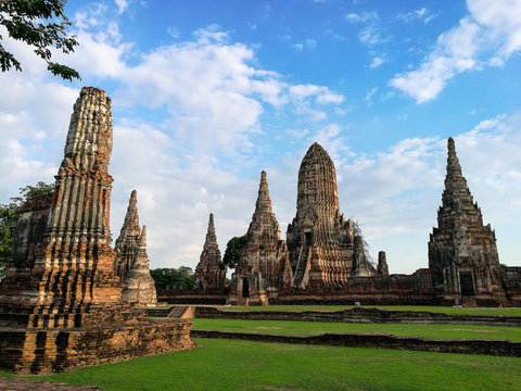 Ancient buddhist temple complex in Ayutthaya Historical Park