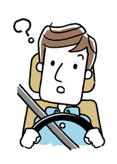 運転する男性：疑問、考える