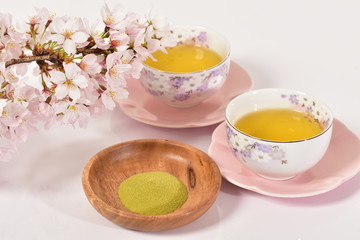 桜と抹茶とお茶