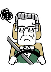 運転するシニア男性：困惑、落ち込む