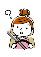 運転する女性：疑問、考える