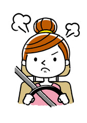 運転する女性：怒る、ストレス