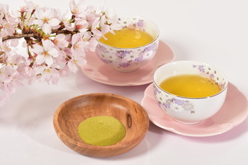 桜と抹茶とお茶