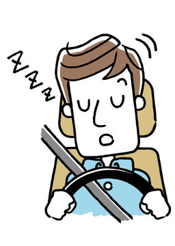 運転する男性：居眠り運転