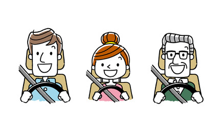 運転する人々：笑顔