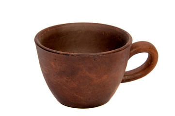 Blank ceramic cup on white background