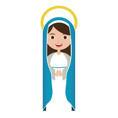 white background of beautiful virgin with blue mantle and aura vector illustration