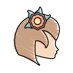 cute profile woman avatar flower vector illustration eps 10