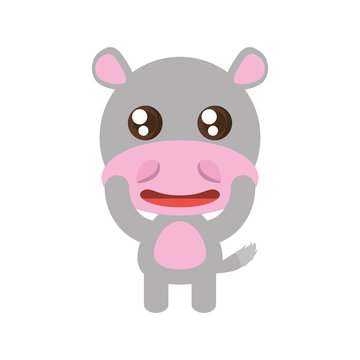 kawaii hippo animal toy vector illustration eps 10