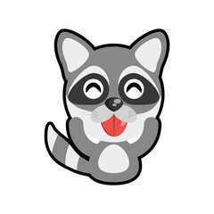 cute raccoon animal character funny vector illustration eps 10