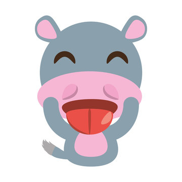 cute hippo animal character funny vector illustration eps 10