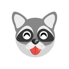 cute face raccoon animal cheerful vector ilustration eps 10