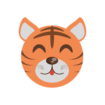 cute face tiger animal cheerful vector ilustration eps 10