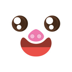 kawaii face piggy animal expression icon vector illustration eps 10