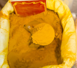 spices in bag on a market on fair