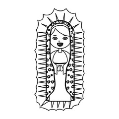 monochrome contour of canvas of pretty virgin of guadalupe vector illustration