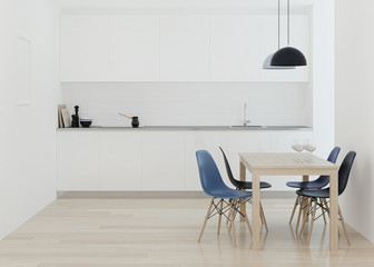 Modern kitchen interior. 3D rendering.