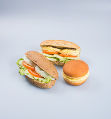 sandwich or tasty egg sandwich on background.