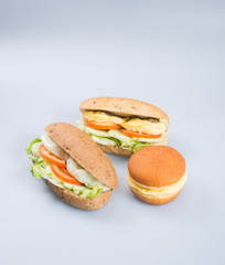 sandwich or tasty egg sandwich on background.