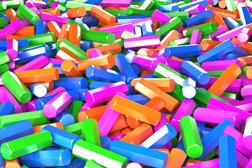 Fototapeta premium A pile of multicolored hexagon details