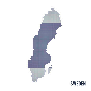 Vector dotted map of Sweden isolated on white background .