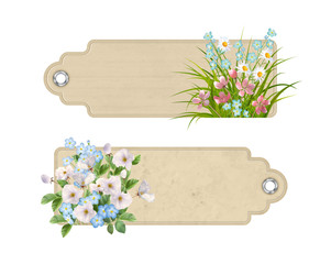 Set of Bookmarks with Flowers