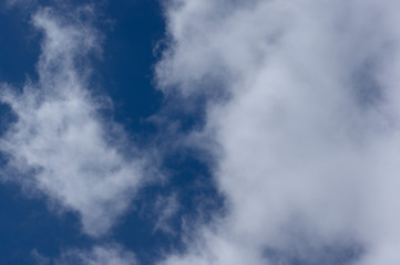 Evening clouds on the background of the blue sky.